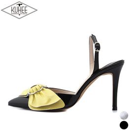 [KUHEE] Sling-back(7094) 6/7/8/9cm-high heels middle heel Steletto Big Ribbon Party Shoes Point Handmade Shoes - Made in Korea